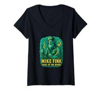 Femme Motif légendaire de Mike Fink King of The River, frontière américaine T-Shirt avec Col en V