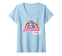 Femme Motif licorne arc-en-ciel LGBTQ+ T-Shirt avec Col en V