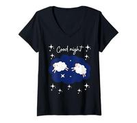 Femme Motif Mouton « Good Night Counting » pour Tout-Petits garçons Filles T-Shirt avec Col en V