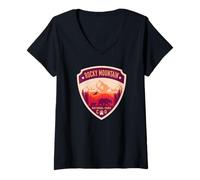Femme Motif Parc National des Montagnes rocheuses Colorado T-Shirt avec Col en V