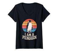 Femme Motif pingouin mignon et amusant T-Shirt avec Col en V