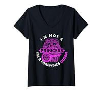Femme Motif Reine médico-légale T-Shirt avec Col en V