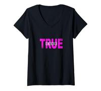 Femme Motif Rose Stay True Pink T-Shirt avec Col en V
