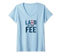 Femme Motif Satire Patriotique Land of The Fee T-Shirt avec Col en V