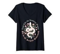 Femme Motif Serpent et Fleurs, Lady Macbeth, William Shakespeare T-Shirt avec Col en V