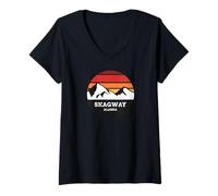 Femme Motif Skagway Alaska T-Shirt avec Col en V