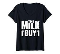 Femme Motif Typographie audacieuse The Milk Guy T-Shirt avec Col en V