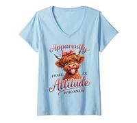 Femme Motif Vache des Highlands Mignon et Impertinent T-Shirt avec Col en V
