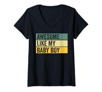 Femme Motif Vieilli Awesome Like My Baby Boy T-Shirt avec Col en V