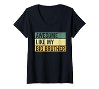 Femme Motif Vieilli Awesome Like My Big Brother T-Shirt avec Col en V