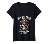 Femme Motif Vintage « Why Be A Prince When You Can » T-Shirt avec Col en V