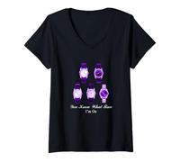 Femme Motif Violet The Time I'm on Violet T-Shirt avec Col en V