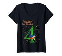 Femme Motifs colorés Les Douze Jours de Noël T-Shirt avec Col en V