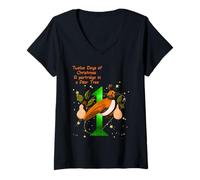 Femme Motifs colorés Les Douze Jours de Noël T-Shirt avec Col en V