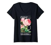 Femme Motifs Floraux - Larose, Symbole d'amour T-Shirt avec Col en V