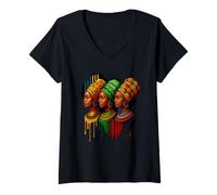 Femme Motifs traditionnels colorés pour femmes africaines T-Shirt avec Col en V