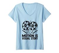 Femme Motion Is Visual Story Animation Dessiner Sketch Animate T-Shirt avec Col en V