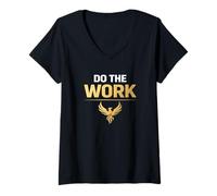 Femme Motivation Do The Work T-Shirt avec Col en V
