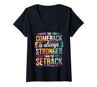 Femme Motivation Le retour est toujours plus fort que le revers T-Shirt avec Col en V