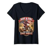 Femme Moto Freak Funny Motorbike Lover Dirt Bike Rider American MX T-Shirt avec Col en V