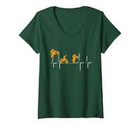 Femme Moto Motards Motocycliste Motocross Enduro Battement Cœur T-Shirt avec Col en V, Vert Forêt, XL