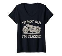 Femme Moto Not Old Im Classic Vintage Biker Grandpa Dad Men T-Shirt avec Col en V