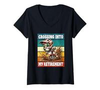 Femme Motocross Grandpa Saying For Dirt Bike Dad Funny Retirement T-Shirt avec Col en V