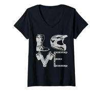 Femme Motocross Love MX Enduro Dirt Bike Freestyle Moto Cadeau T-Shirt avec Col en V