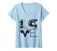 Femme Motocross MX Enduro Dirt Bike Freestyle Moto Cadeau T-Shirt avec Col en V