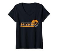 Femme Motocycliste Anniversaire né en 1973 Motocross Pitbike T-Shirt avec Col en V