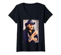 Femme Motorhead Lemmy Kilmister Portrait As de Pique T-Shirt avec Col en V