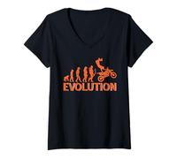 Femme Motorrad Evolution mit Motocross Trick Oben T-Shirt avec Col en V