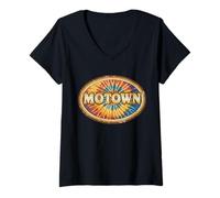 Femme Motown Groovy 60s 70s Tie Dye Detroit Music Vintage Inspired T-Shirt avec Col en V
