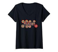 Femme Motown Kitschy Retro Rainbow Detroit 60s 70s Lover Groovy T-Shirt avec Col en V