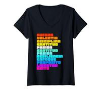 Femme Mots Inspirants espagnols T-Shirt avec Col en V