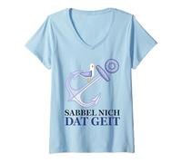 Femme Mouette Ancre avec Inscription Sabbel Nich Dat Chèvre de l'Allemagne du Nord T-Shirt avec Col en V
