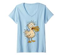 Femme Mouette Folle avec Frites dans Le Bec Mer du Nord T-Shirt avec Col en V