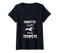 Femme Mouette Qui Pète Avis De Tempête Humour Bretagne Cadeau T-Shirt avec Col en V
