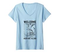 Femme Mouette sur crâne - Mustang Island T-Shirt avec Col en V