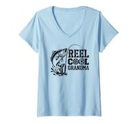 Femme Moulinet Cool Grandma, Fishing | Grandmother & Grandma Fishing T-Shirt avec Col en V