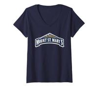 Femme Mount St. Mary's University Mountaineers Logo T-Shirt avec Col en V