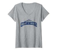 Femme Mount St. Mary's University Mountaineers Logo T-Shirt avec Col en V