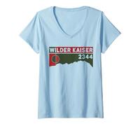 Femme Mount Wilder Kaiser Tyrol Autriche Kitzbühel Randonnée Cadeaux T-Shirt avec Col en V