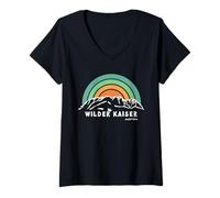 Femme Mount Wilder Kaiser Tyrol Autriche Kitznühel Randonnée Cadeaux T-Shirt avec Col en V