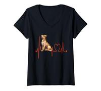 Femme Mountain Cur Dog Heartbeat EKG Mes Chiens sont Mon Cardio T-Shirt avec Col en V