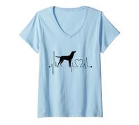 Femme Mountain Cur Dog My Heartbeat EKG Les Chiens sont Mon Cardio T-Shirt avec Col en V