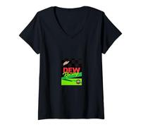 Femme Mountain Dew Racing PAPL1807 Vêtements Graphiques rétro Logo T-Shirt avec Col en V