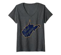 Femme Mountain State Souvenir local de Virginie occidentale Wild Wonderful T-Shirt avec Col en V