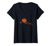 Femme Mountain View Hiker Mountain Sunrise Randonnée T-Shirt avec Col en V