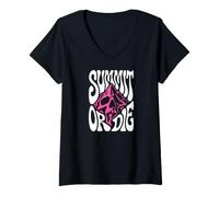Femme Mountaineering Summit Or Die Peak Bagger Skull Climbing T-Shirt avec Col en V